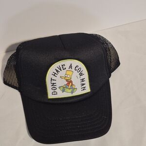 Black Mesh Trucker Hat with Cartoon Patch